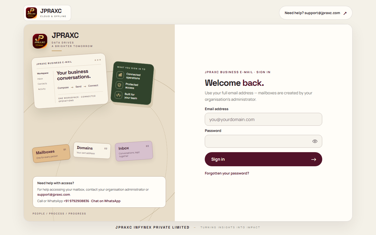 The webmail sign-in page