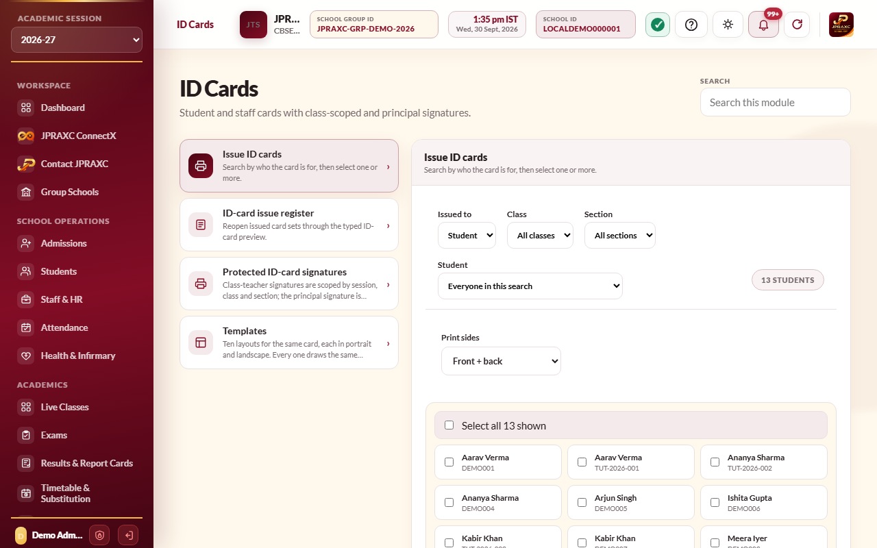 ID Cards, with Issue ID cards open