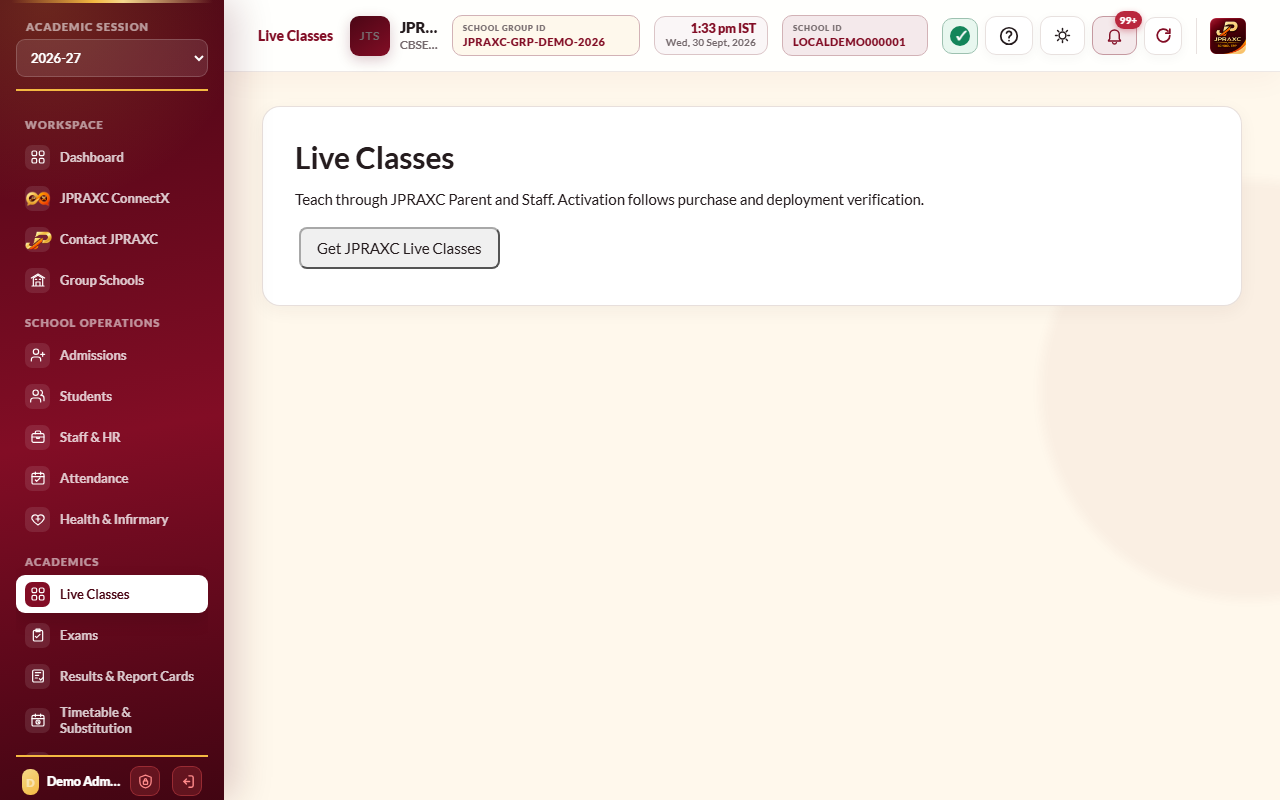Live Classes before the add-on is bought