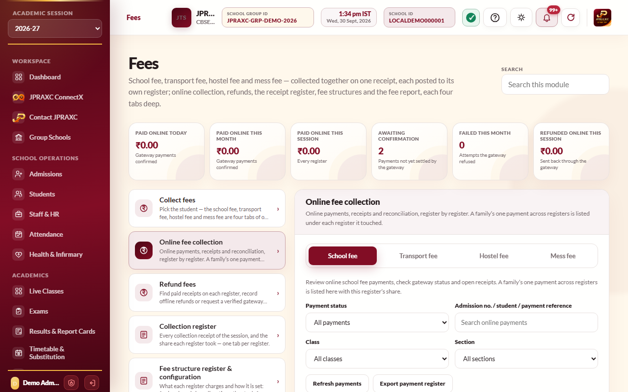 Fees › Online fee collection