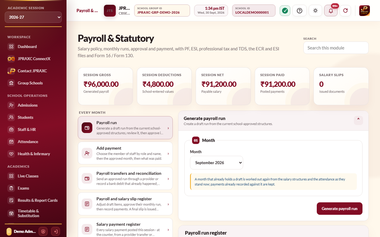 Payroll & Statutory, with Payroll run open